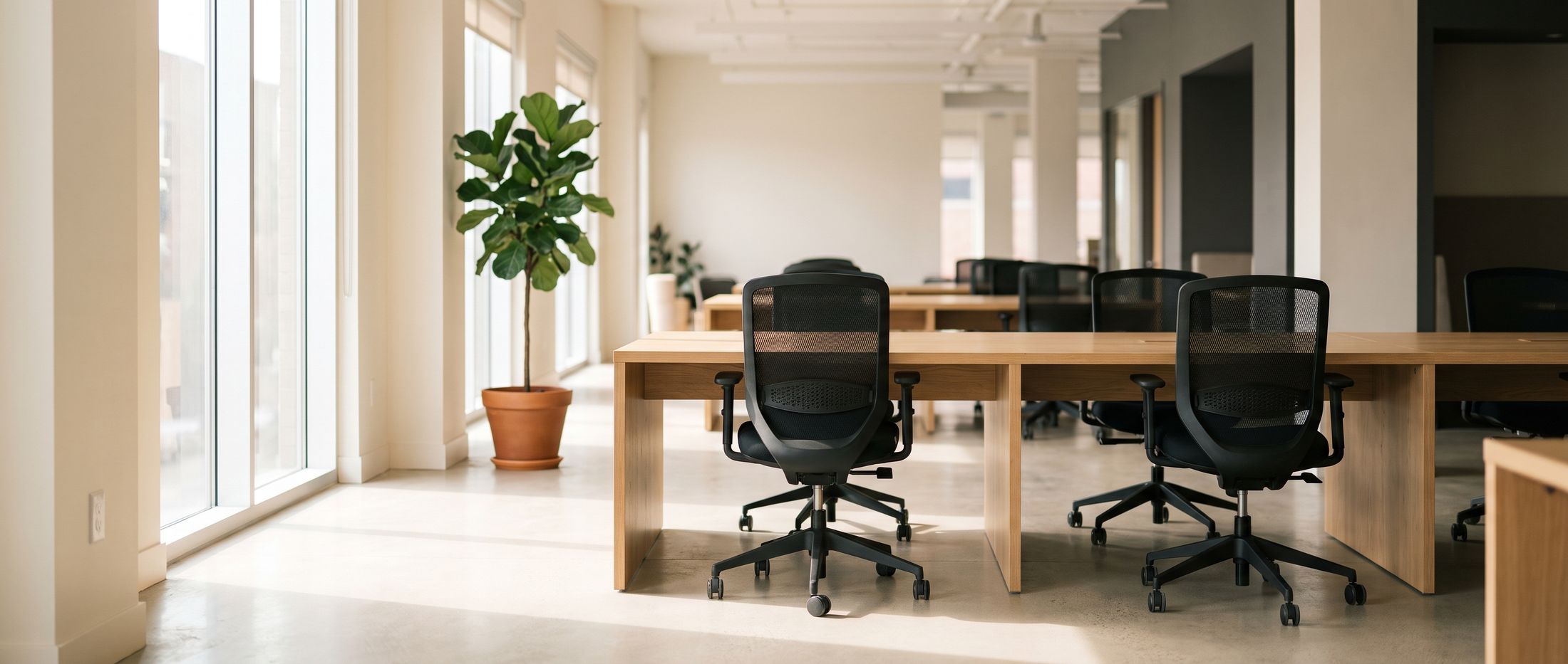 Modern Toronto office furnished with mesh-back task chairs